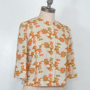 vintage embroidered linen jacket  | 1950s jacket